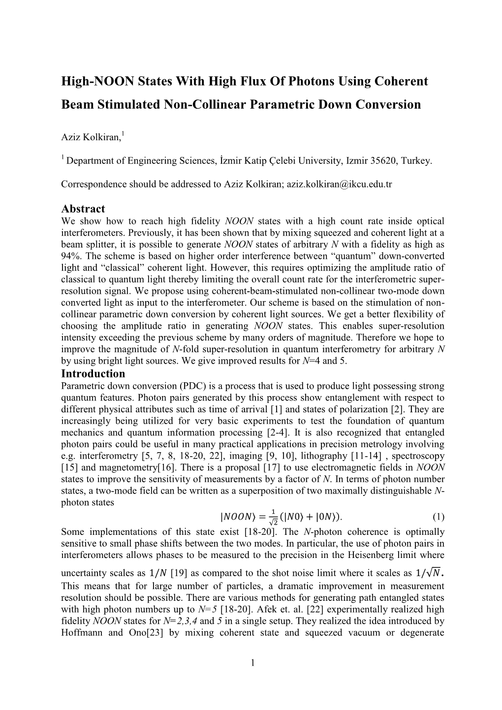 High-NOON States with High Flux of Photons Using Coherent Beam Stimulated Non-Collinear Parametric Down Conversion