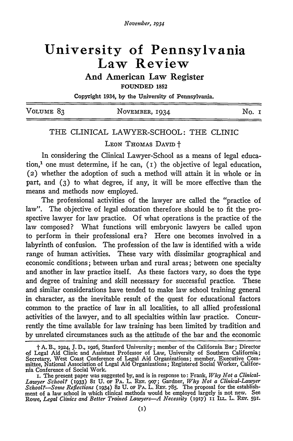 Clinical Lawyer-School: the Clinic