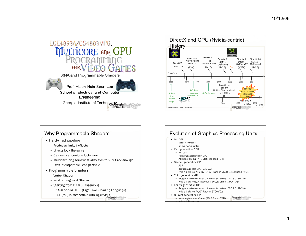 Directx and GPU (Nvidia-Centric) History Why