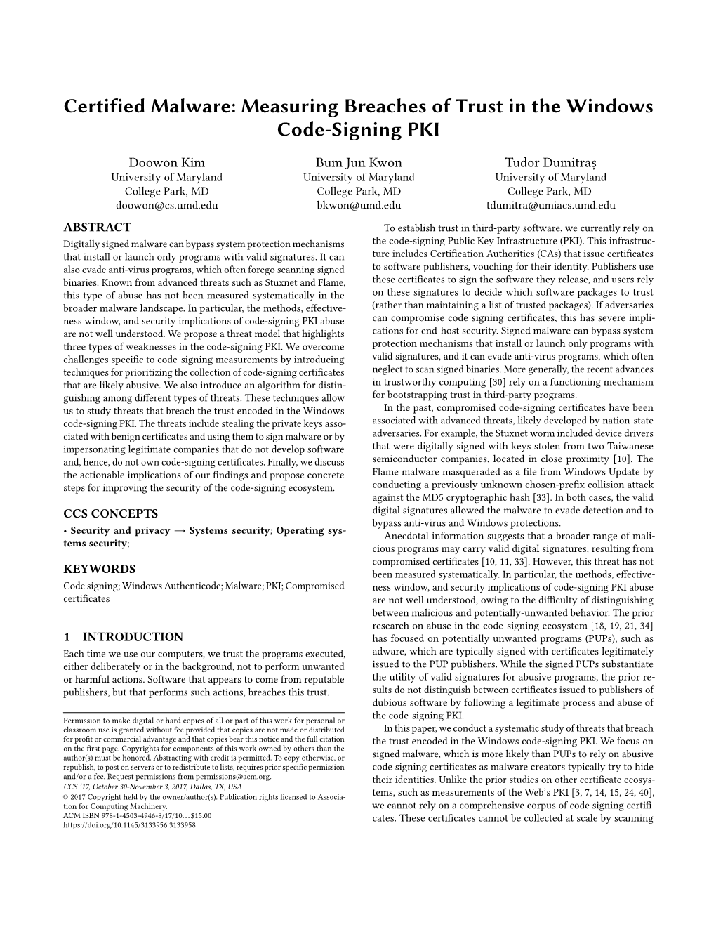 Certified Malware: Measuring Breaches of Trust in the Windows Code-Signing PKI