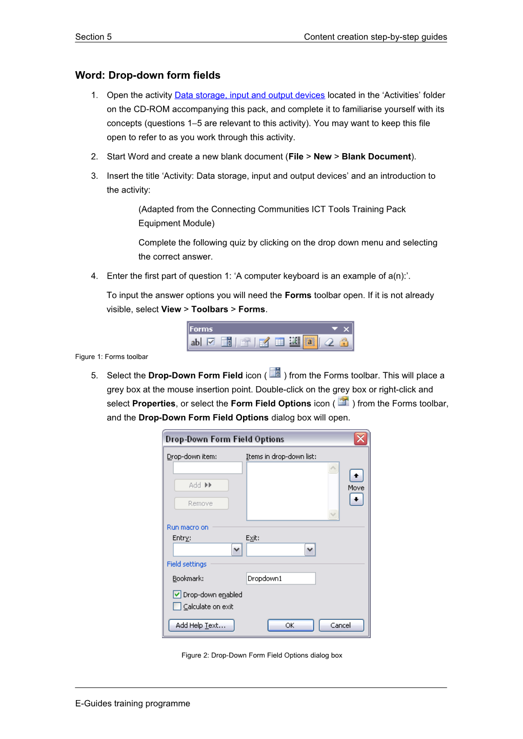 Word: Drop-Down Form Fields