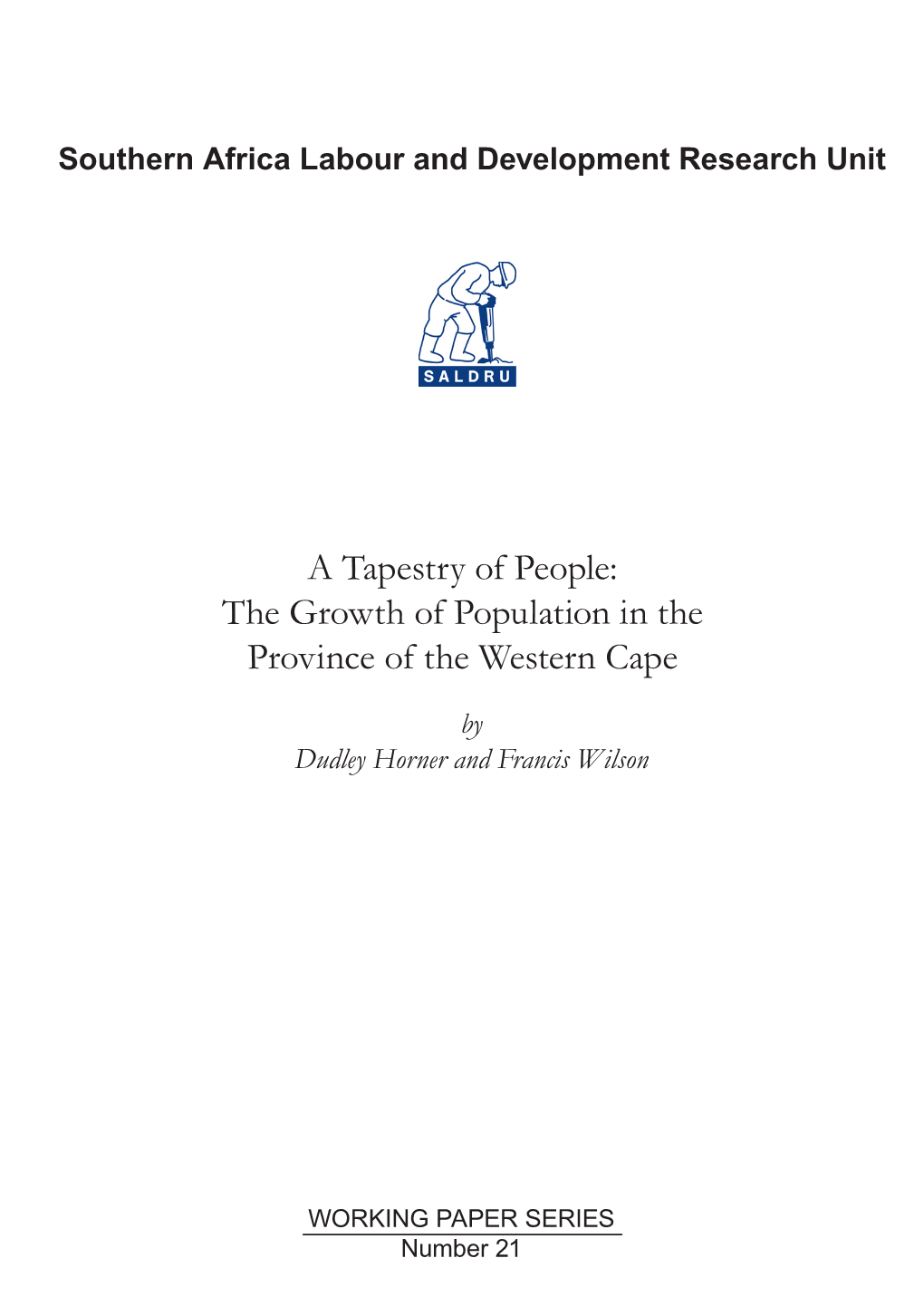 The Growth of Population in the Province of the Western Cape