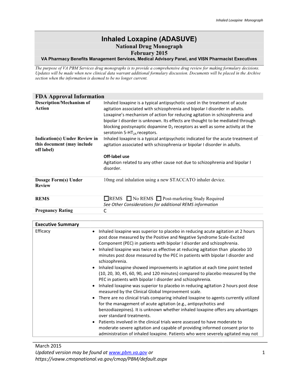 Inhaled Loxapine Monograph