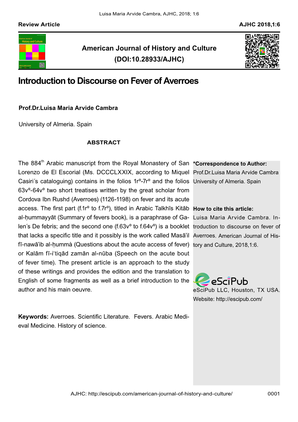 Introduction to Discourse on Fever of Averroes