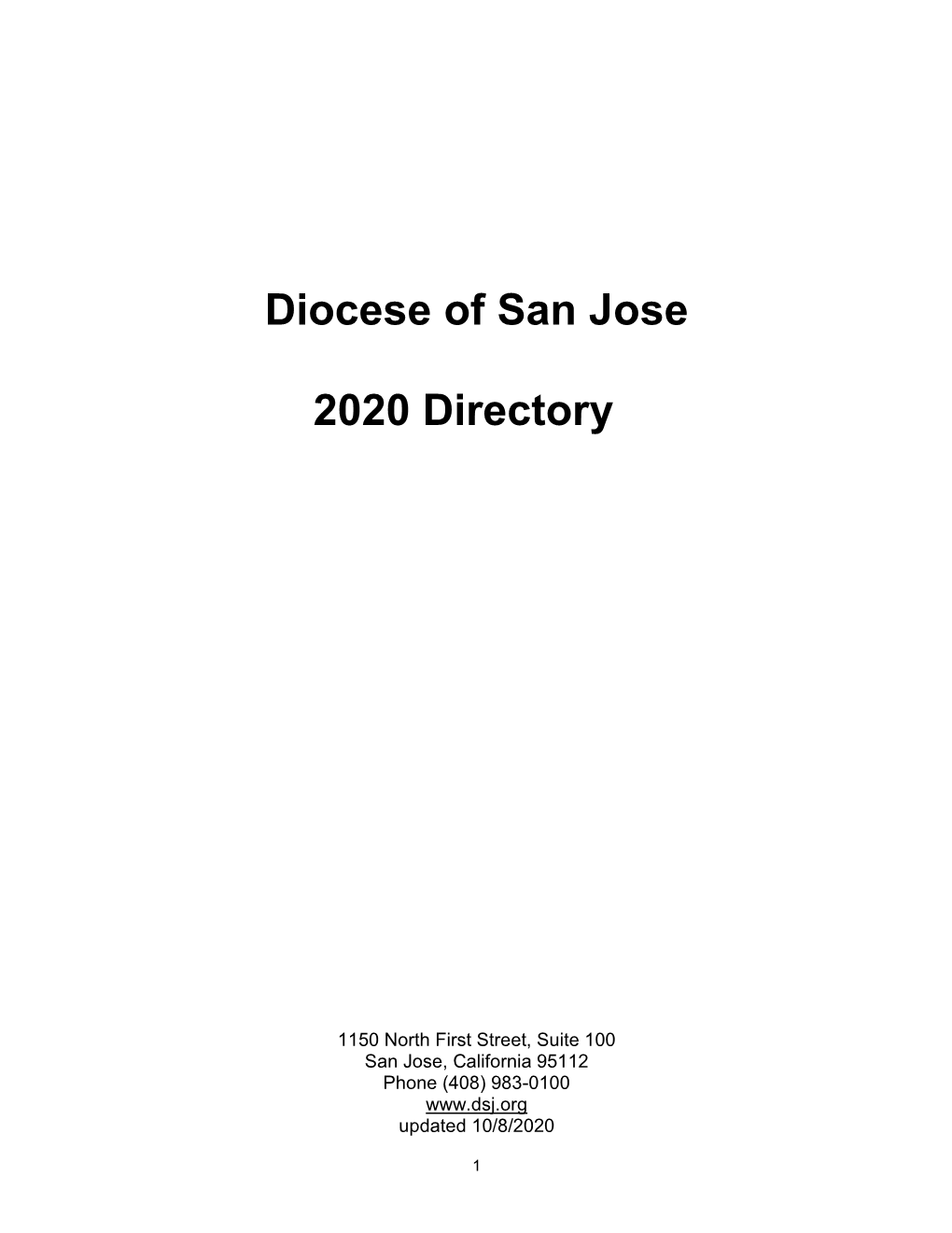 Diocese of San Jose 2020 Directory