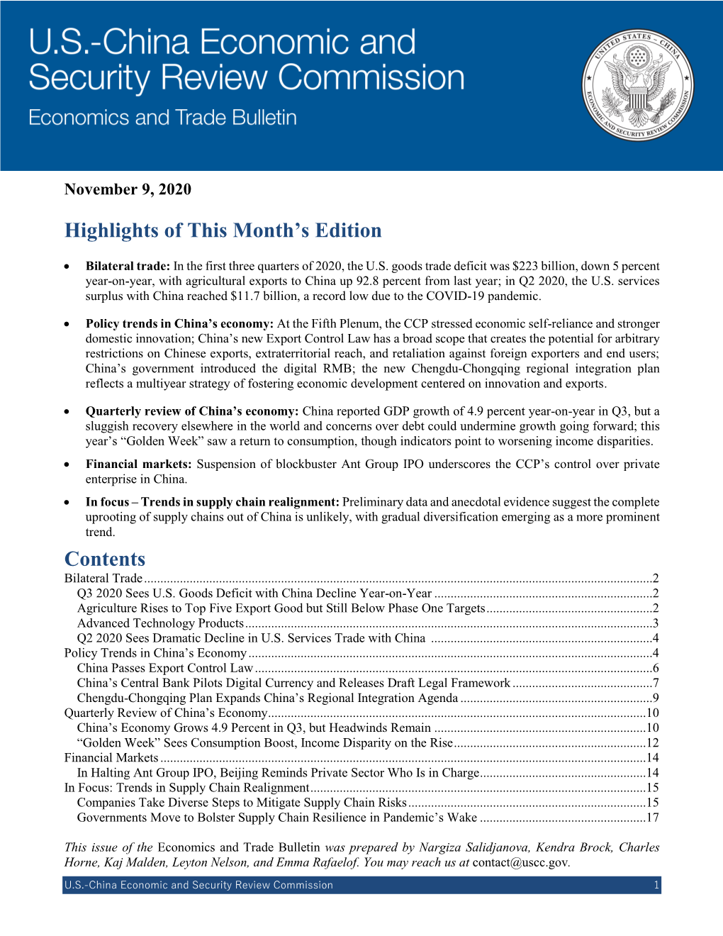 November 2020 Trade Bulletin