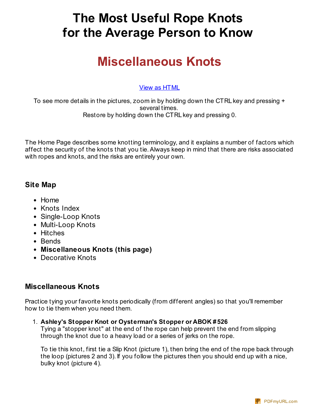 Miscellaneous Knots