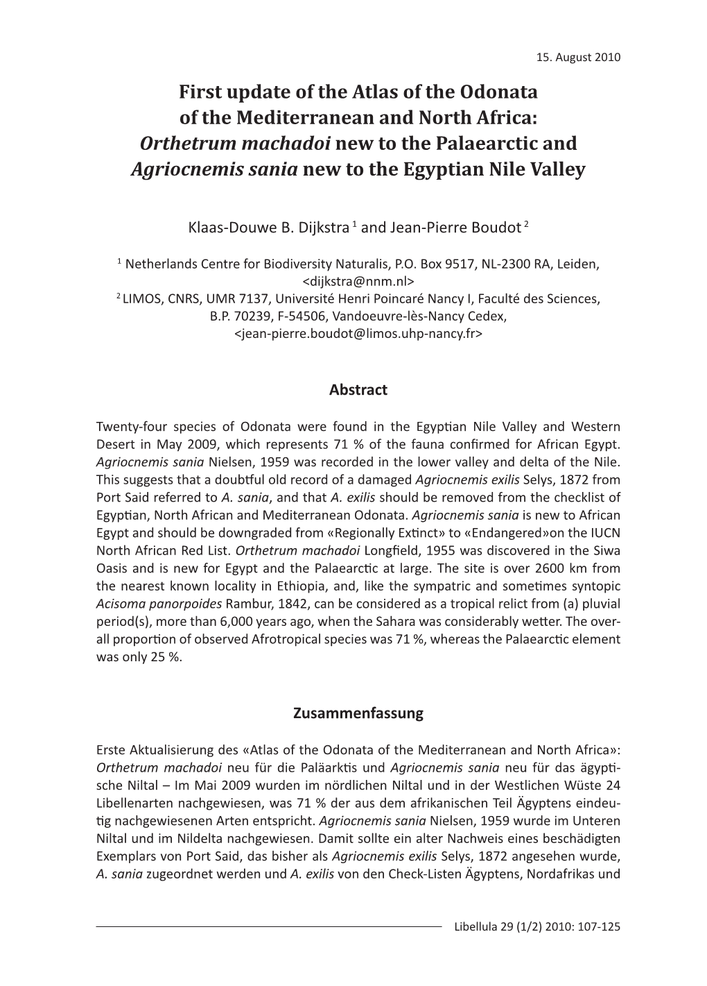 First Update of the Atlas of the Odonata of the Mediterranean And