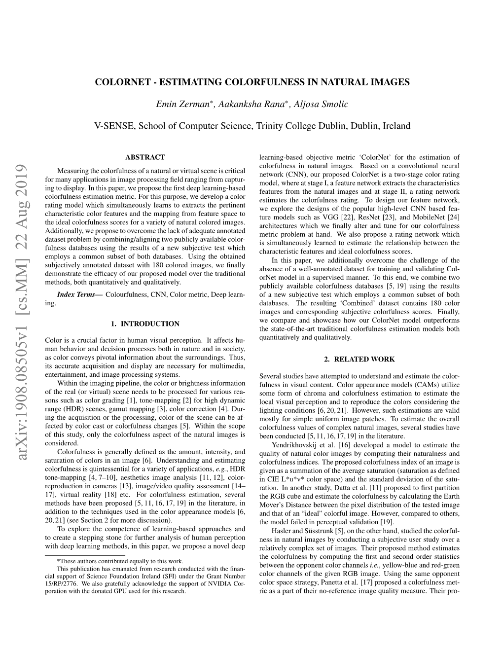 Colornet--Estimating Colorfulness in Natural Images