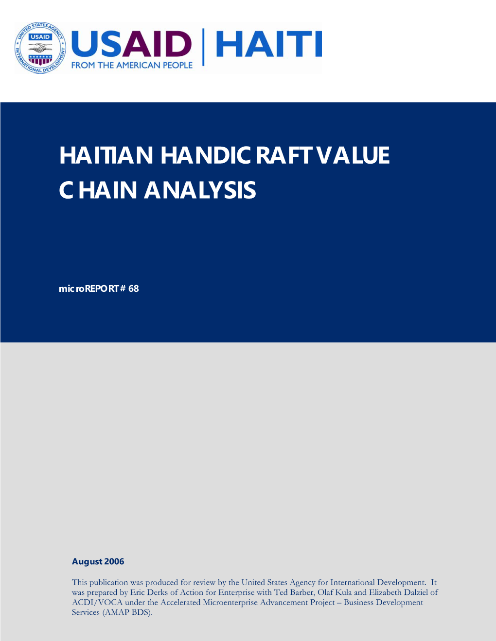 Haitian Handicraft Value Chain Analysis