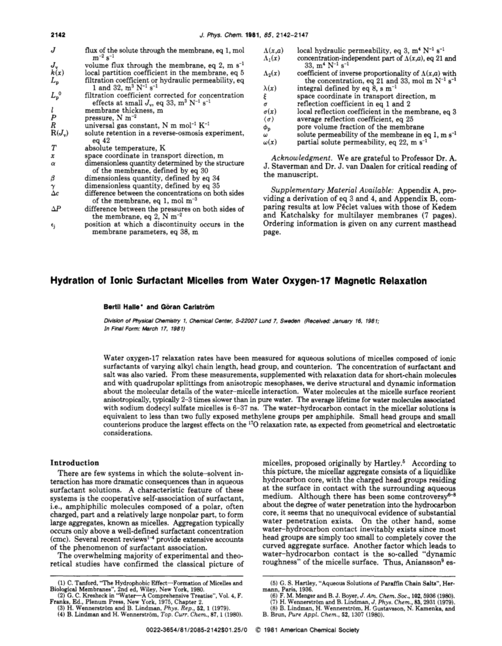 Hydration of Ionic Surfactant Micelles from Water Oxygen-I 7 Magnetic Relaxation