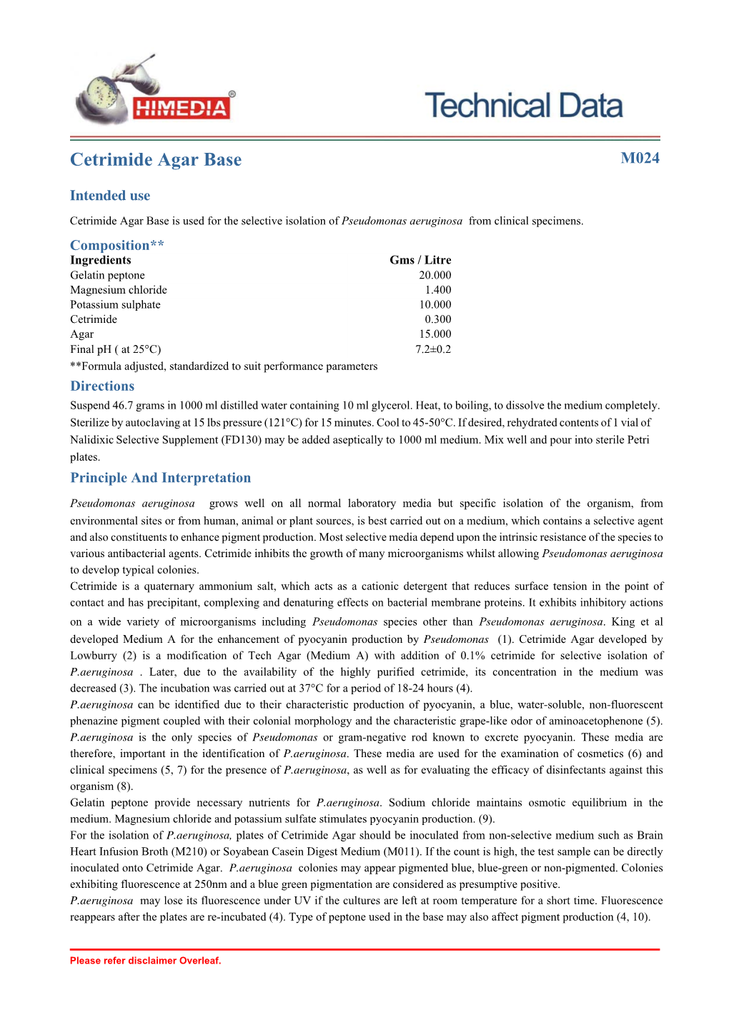 Cetrimide Agar Base M024