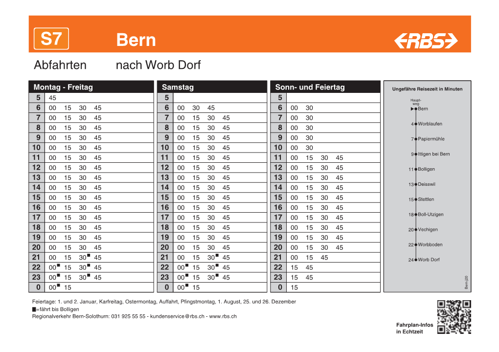 S7 Bern Abfahrten Nach Worb Dorf