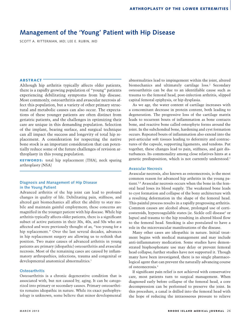 Management of the 'Young' Patient with Hip Disease