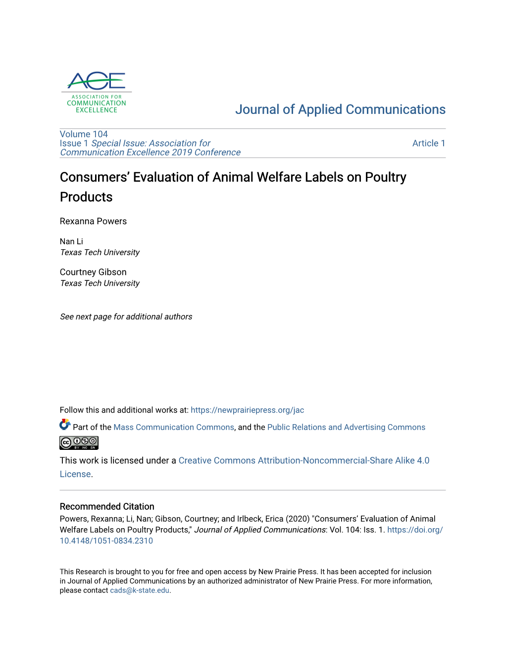 Consumers' Evaluation of Animal Welfare Labels on Poultry Products