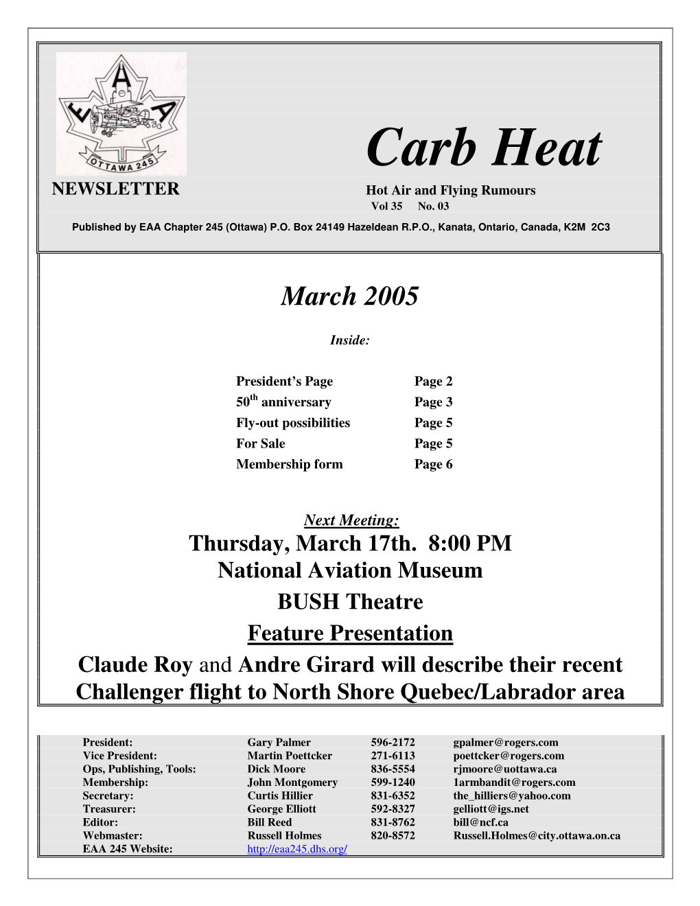 Carb Heat NEWSLETTER Hot Air and Flying Rumours Vol 35 No