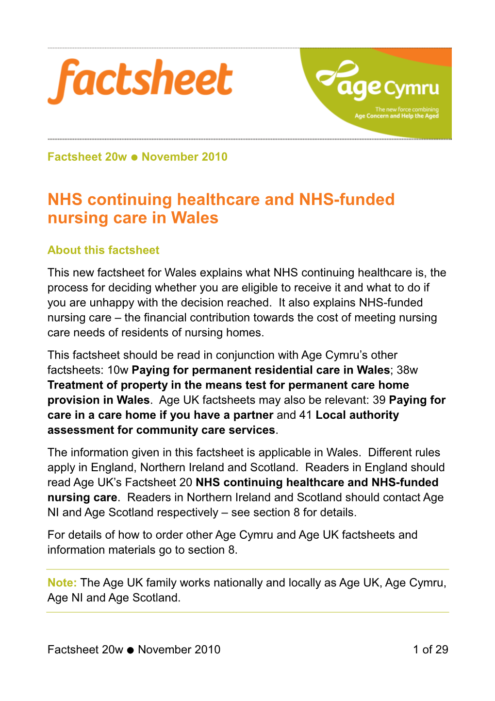NHS Continuing Healthcare and NHS-Funded Nursing Care in Wales