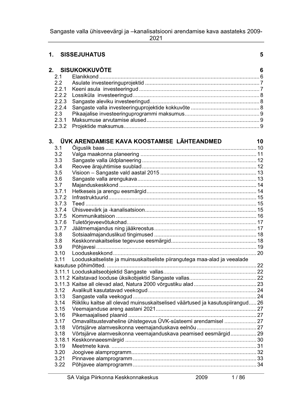 Kanalisatsiooni Arendamise Kava Aastateks 2009- 2021