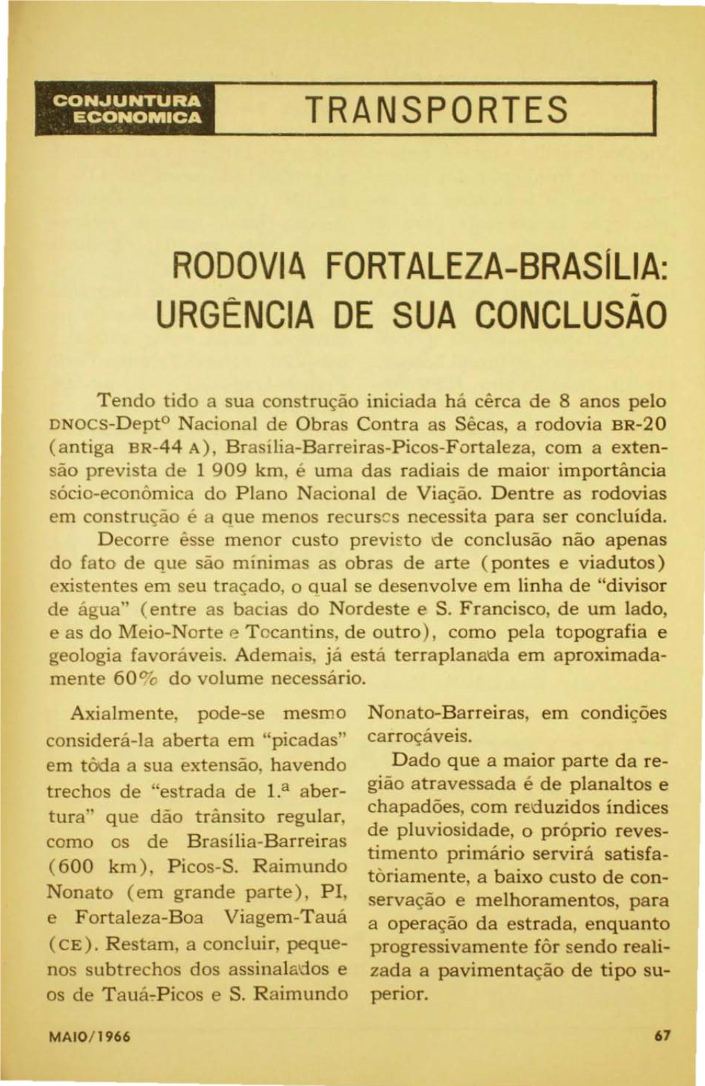 Transportes Rodovia Fortaleza-Brasília