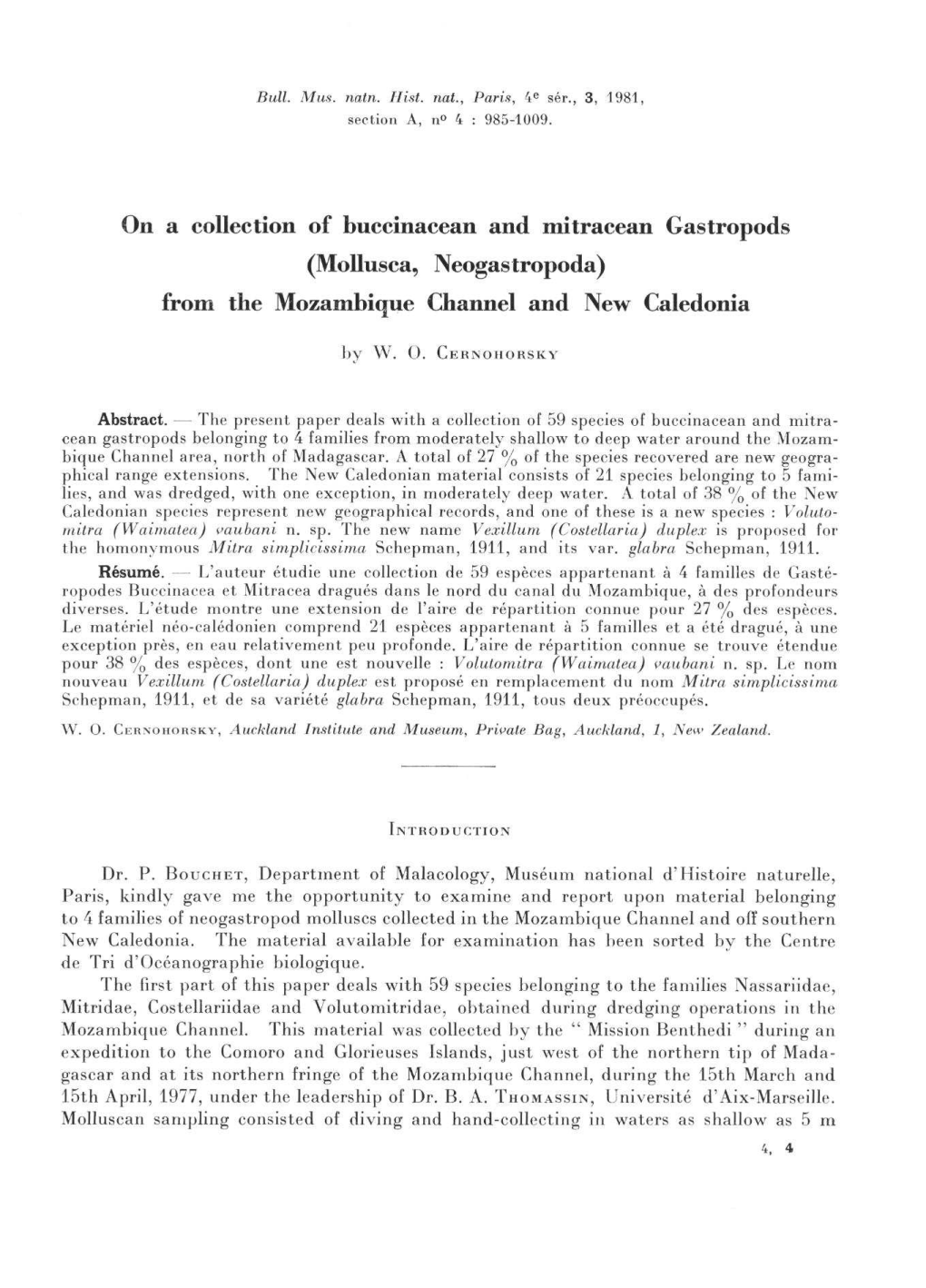 Mollusca, Neogastropoda) from the Mozambique Channel and New Caledonia