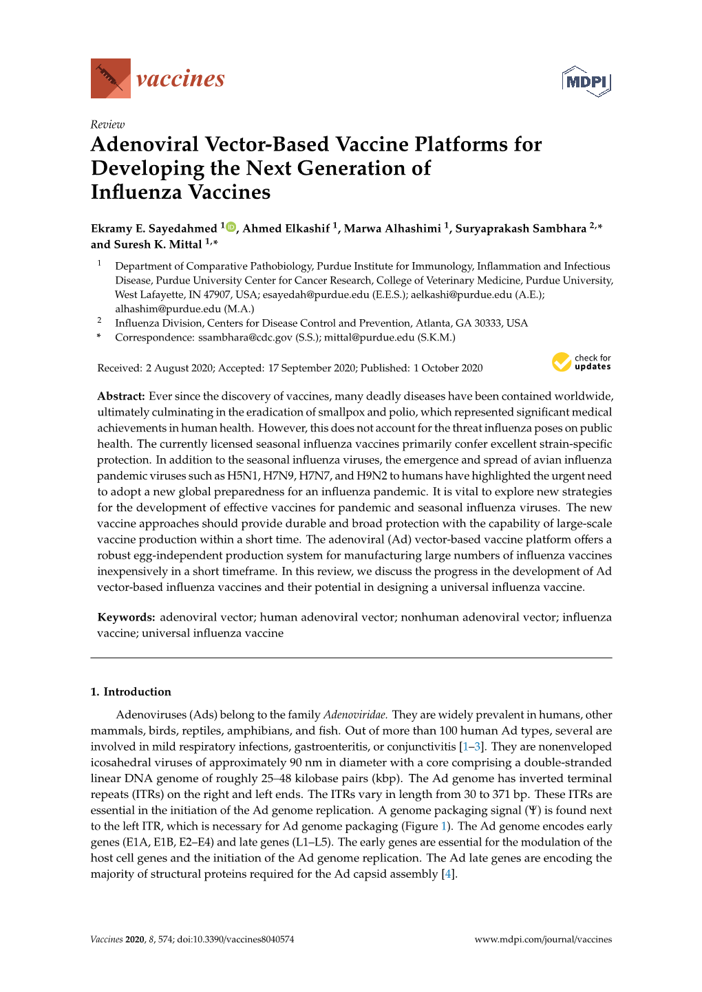 Adenoviral Vector-Based Vaccine Platforms for Developing the Next Generation of Inﬂuenza Vaccines