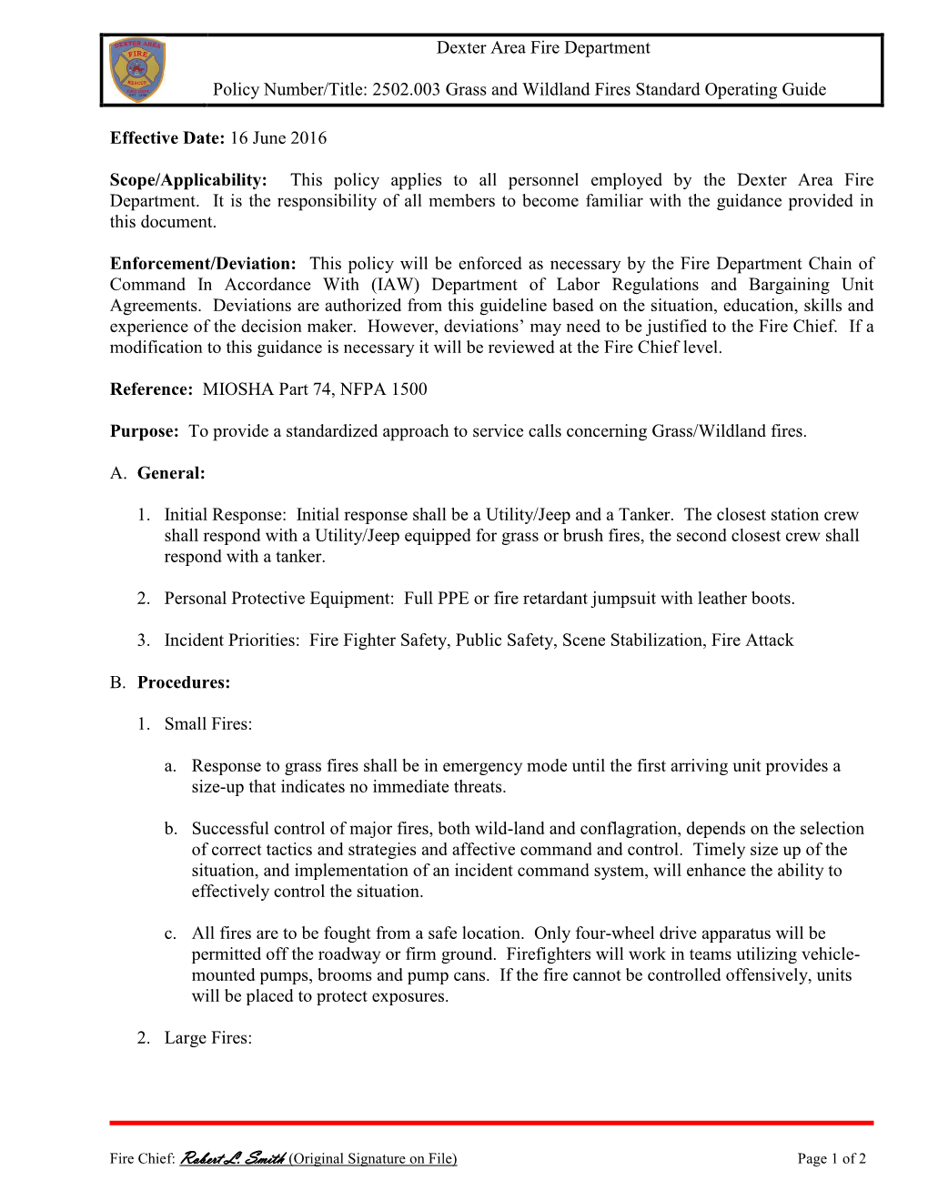 2502.003 Grass and Wildland Fires Standard Operating Guide