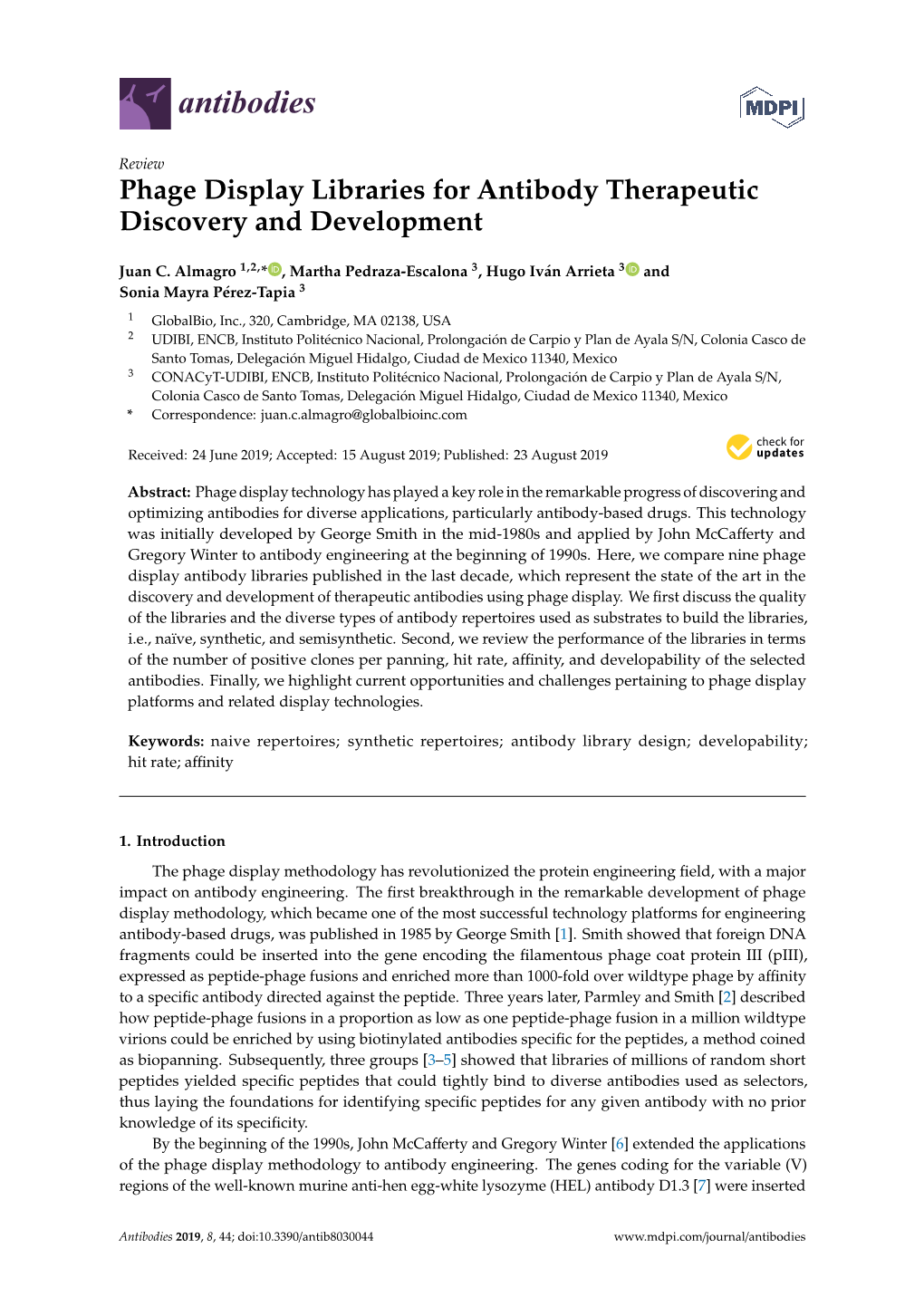 Phage Display Libraries for Antibody Therapeutic Discovery and Development