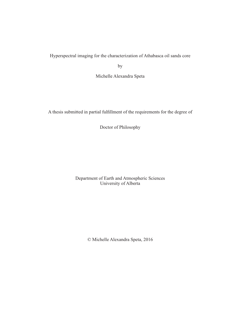 Hyperspectral Imaging for the Characterization of Athabasca Oil Sands Core