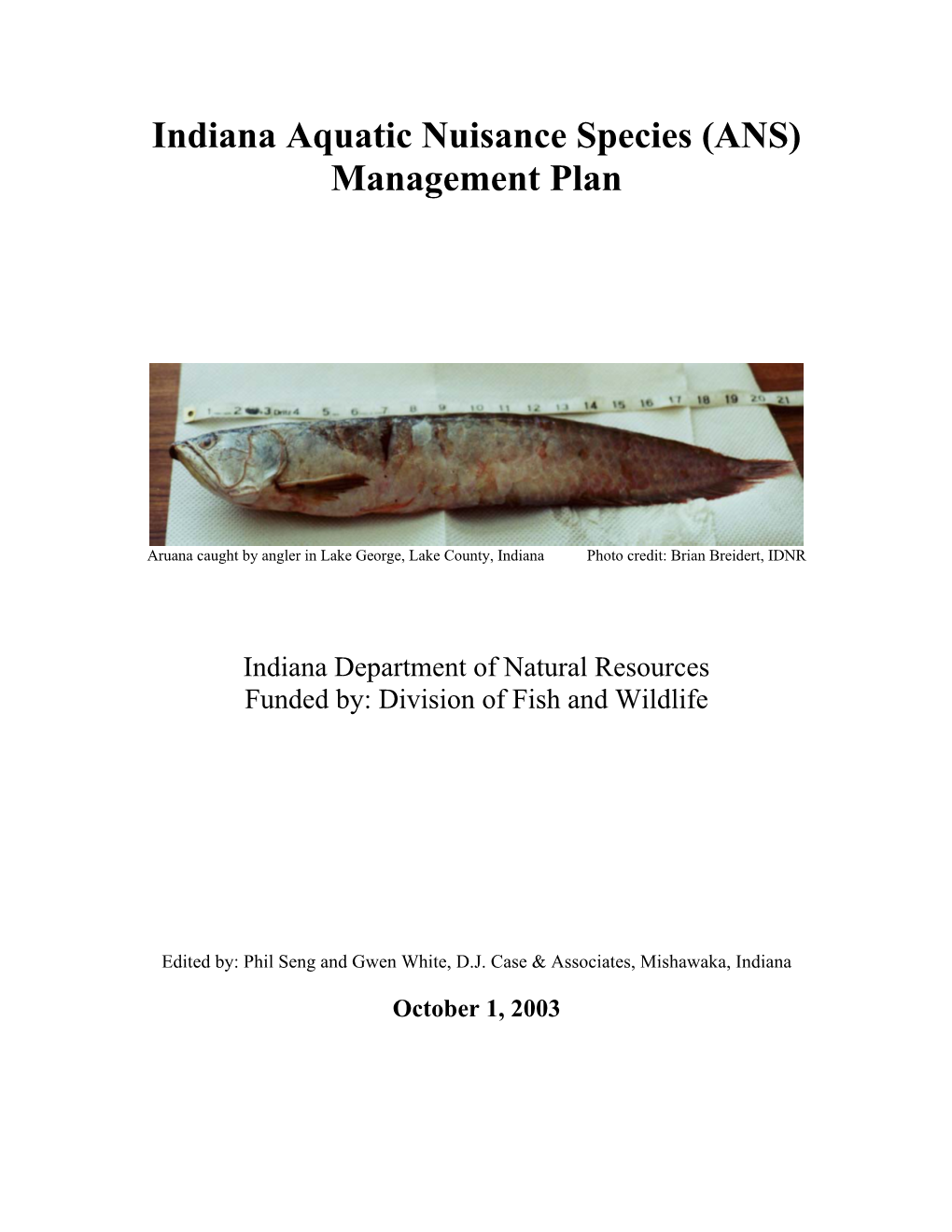 Indiana Aquatic Nuisance Species (ANS) Management Plan