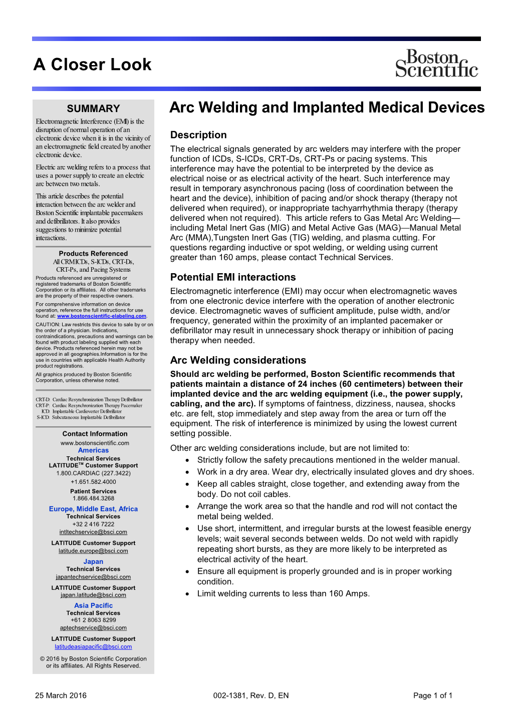 Arc Welding and Implanted Medical Devices