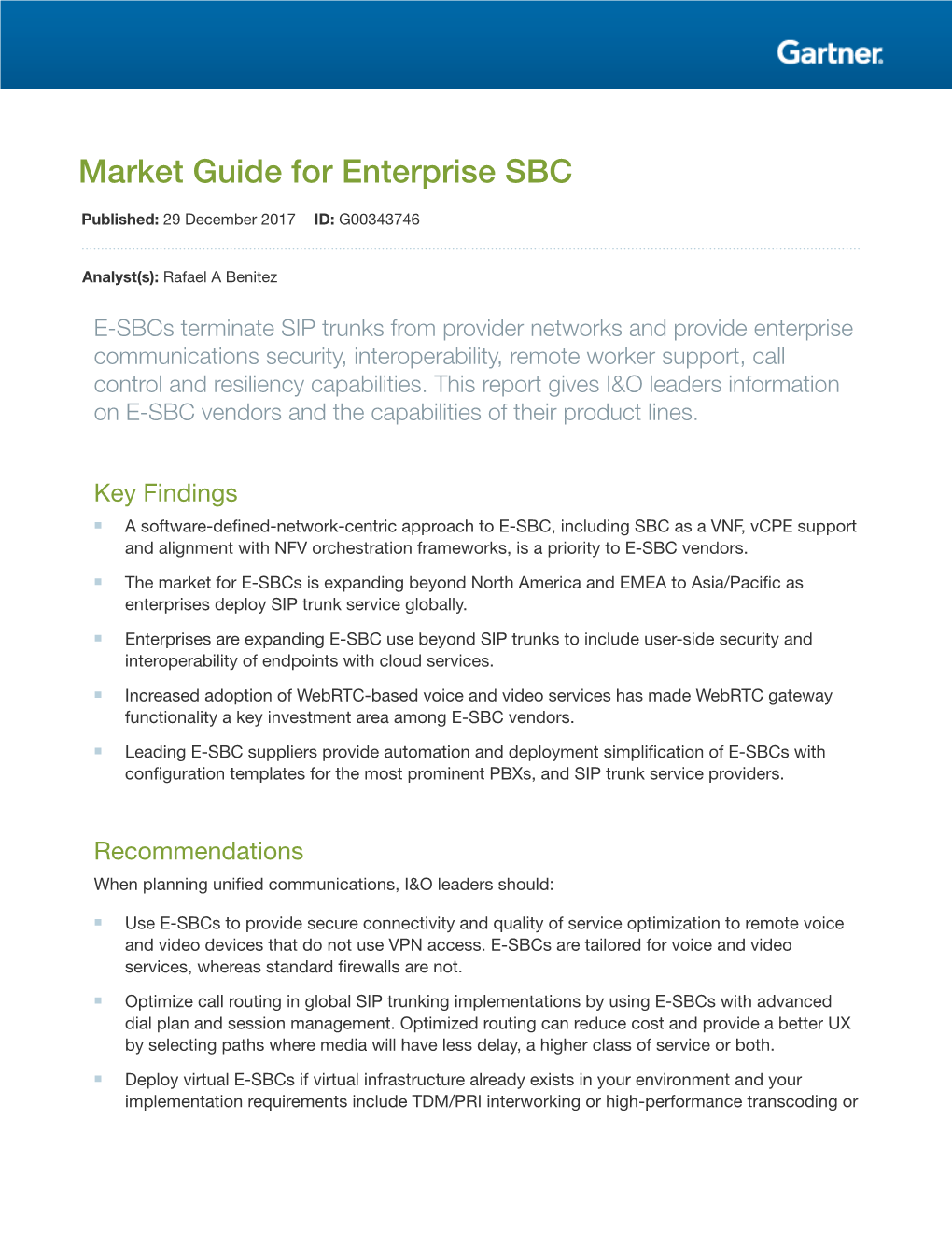 Market Guide for Enterprise SBC