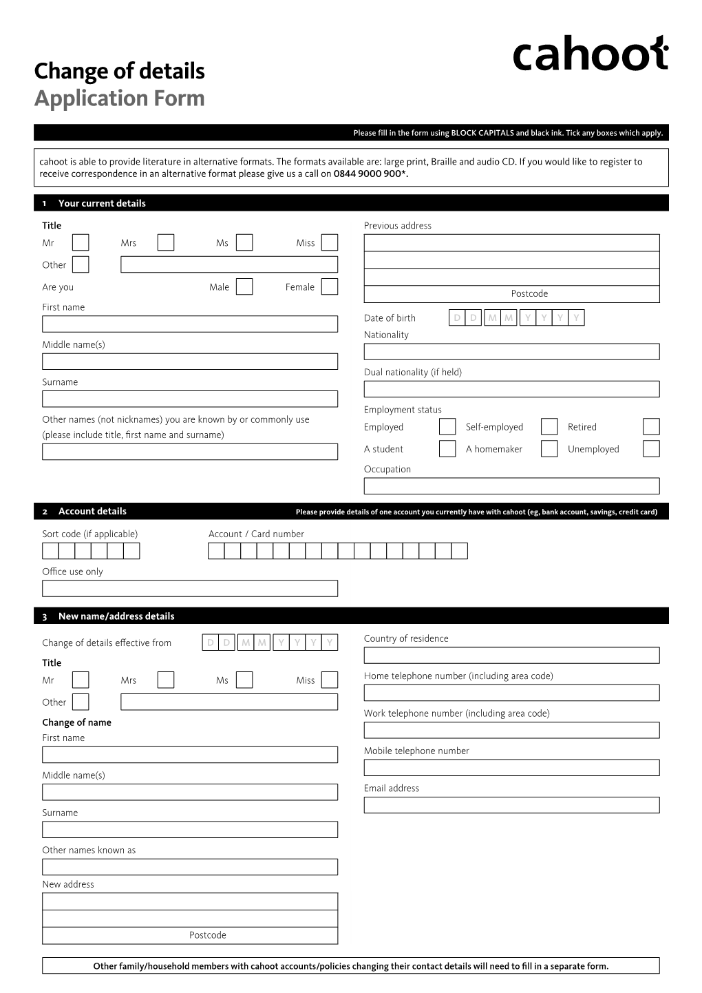 Change of Details Application Form