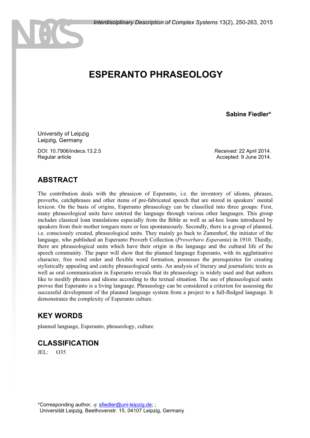 Esperanto Phraseology