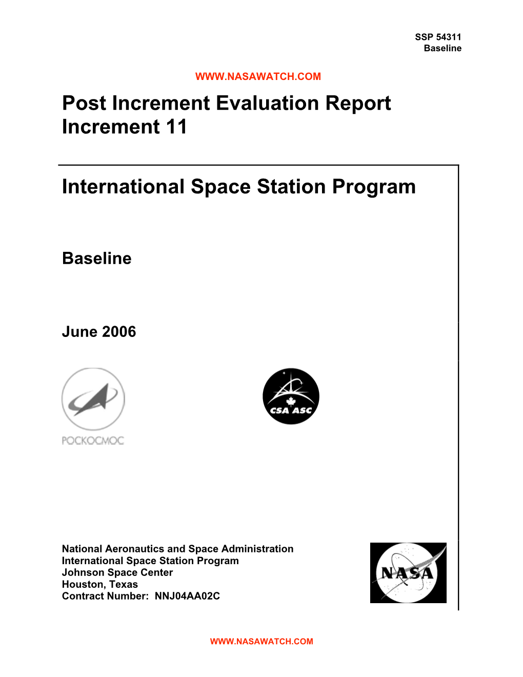 Post Increment Evaluation Report Increment 11 International Space