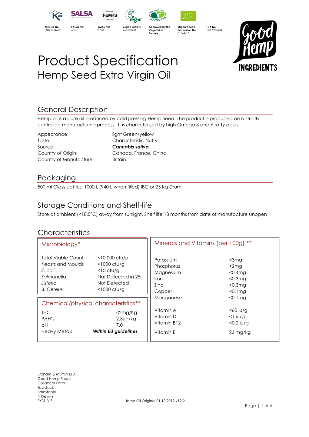 Extra Virgin Hemp Seed