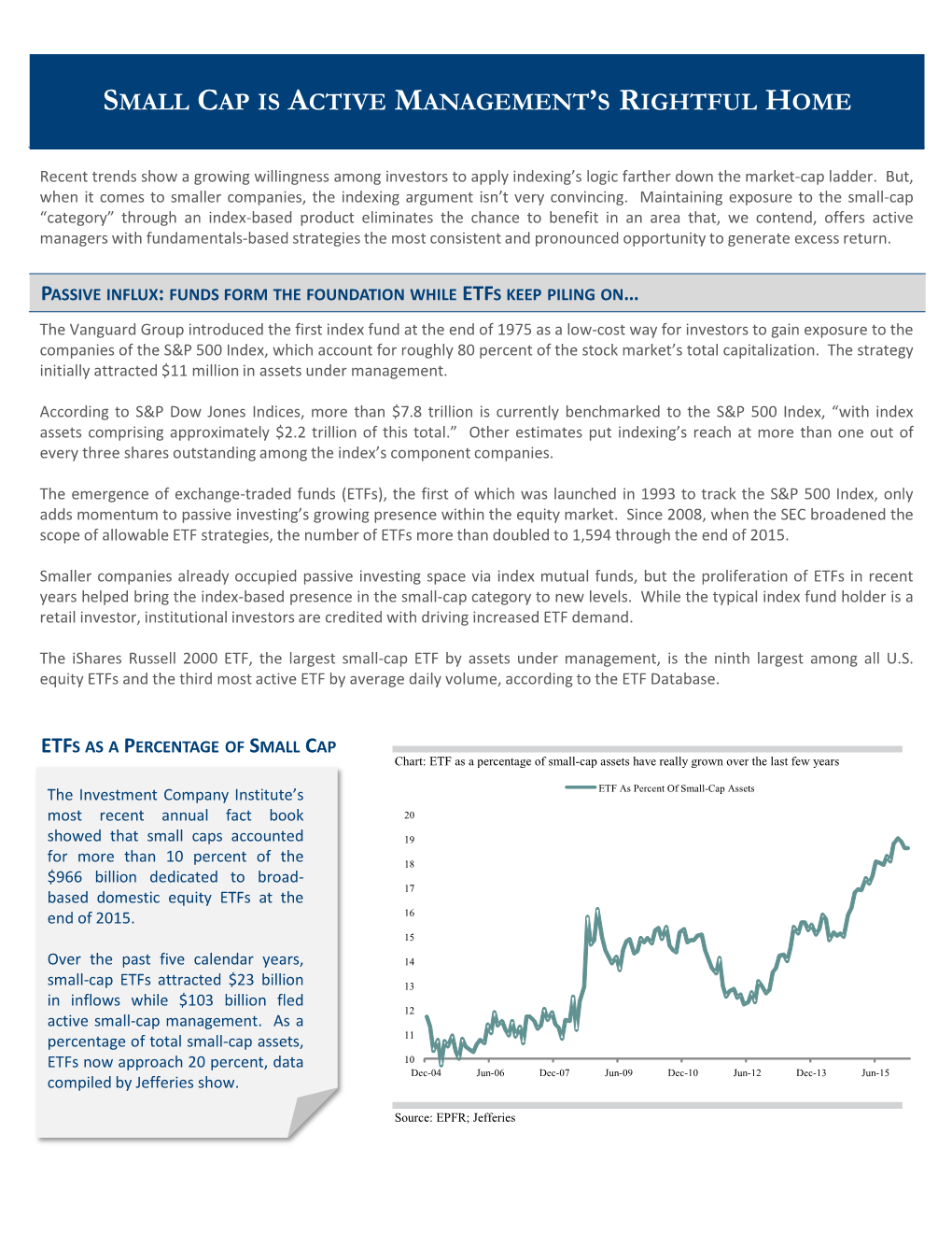 Small Cap Is Active Management's Rightful Home