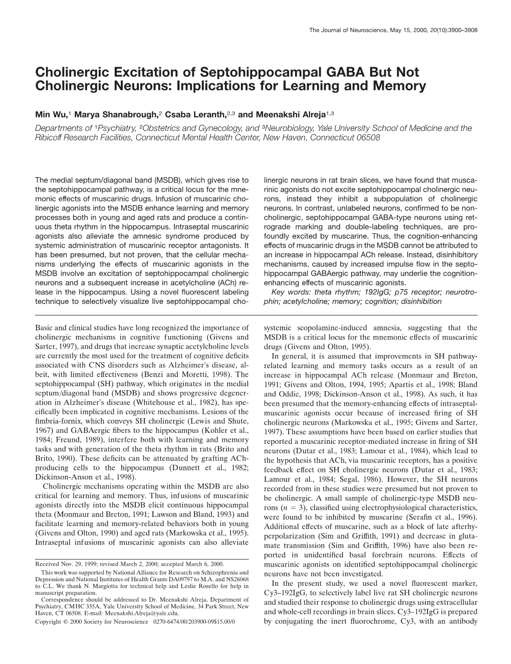 Implications for Learning and Memory