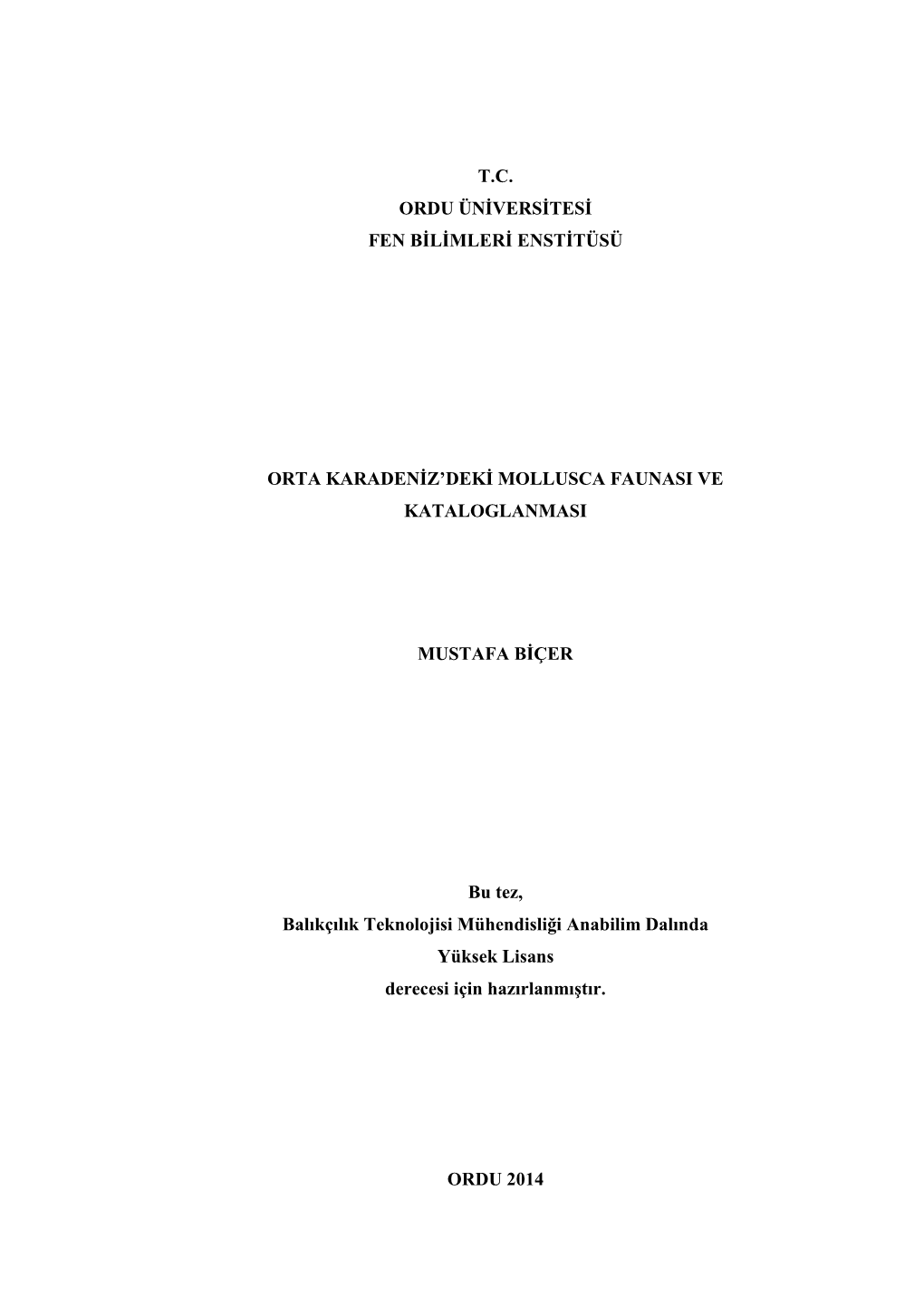 T.C. Ordu Üniversitesi Fen Bilimleri Enstitüsü Orta