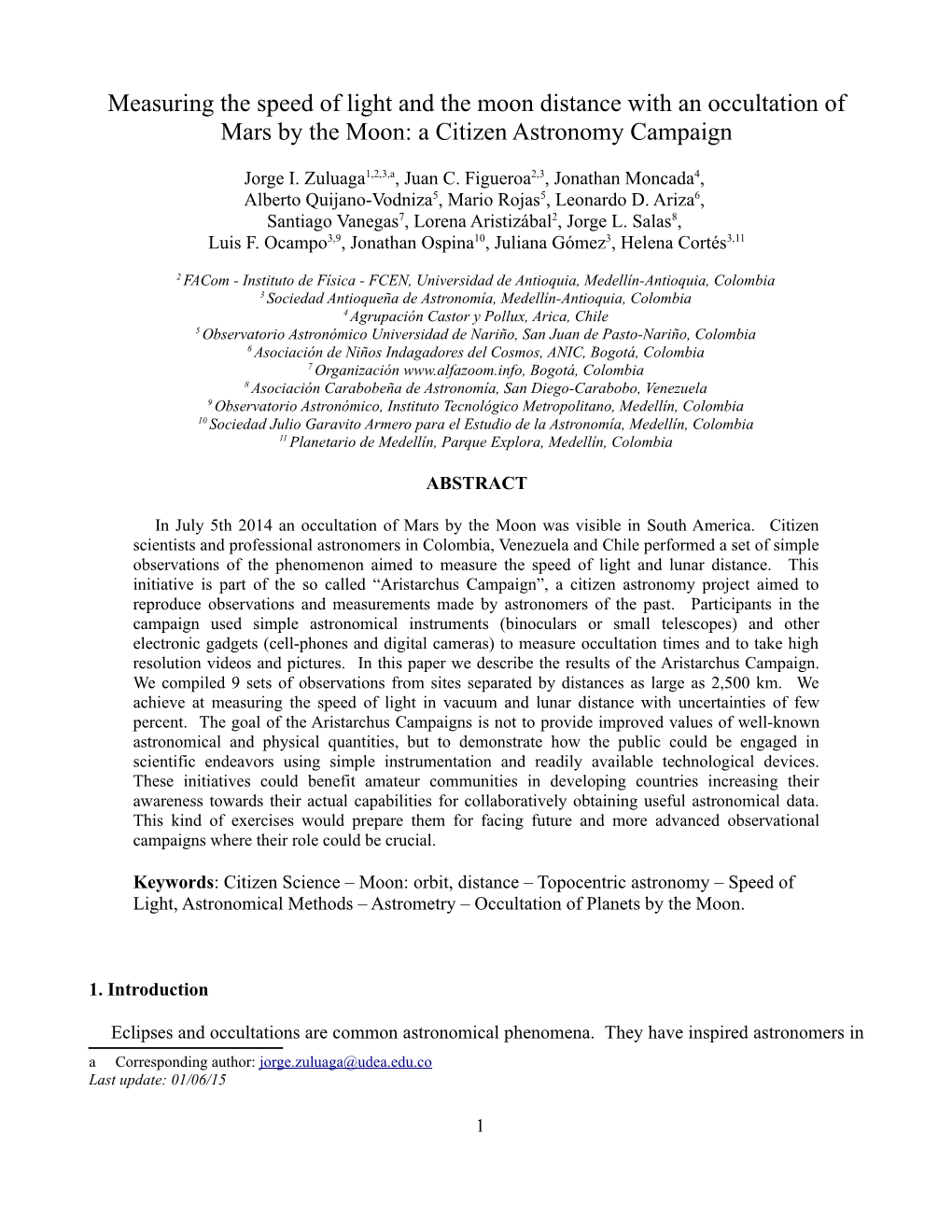 Measuring the Speed of Light and the Moon Distance with an Occultation of Mars by the Moon: a Citizen Astronomy Campaign