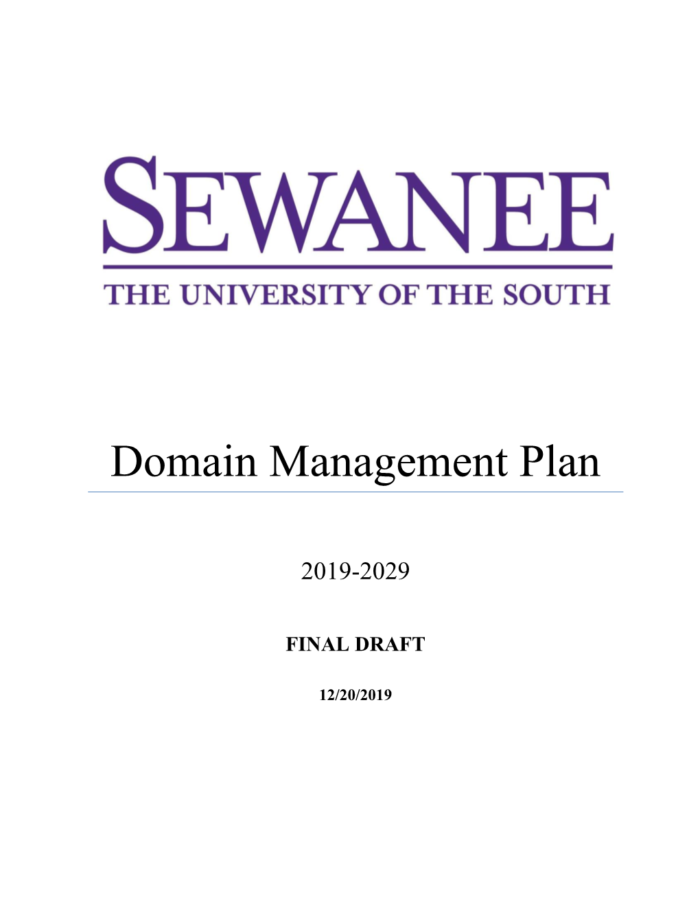 2019 Domain Management Plan