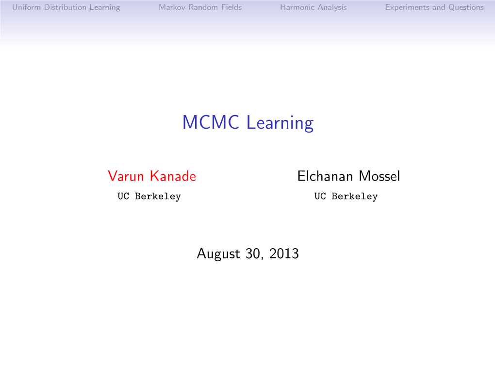 MCMC Learning (Slides)