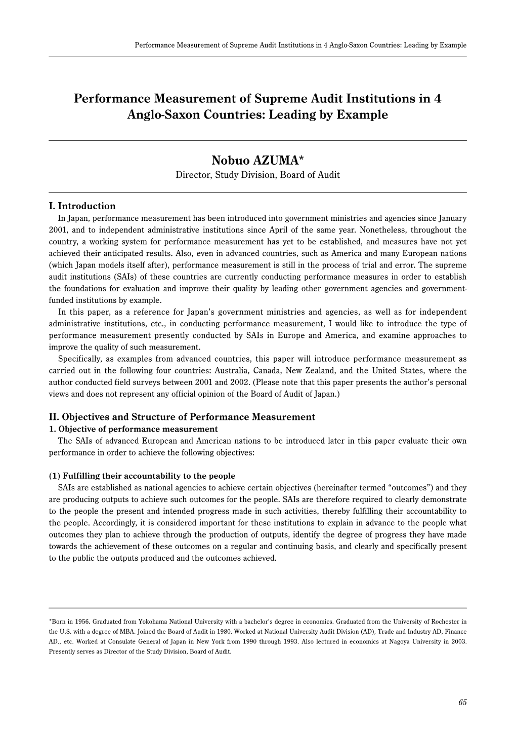 Performance Measurement of Supreme Audit Institutions in 4 Anglo-Saxon Countries: Leading by Example