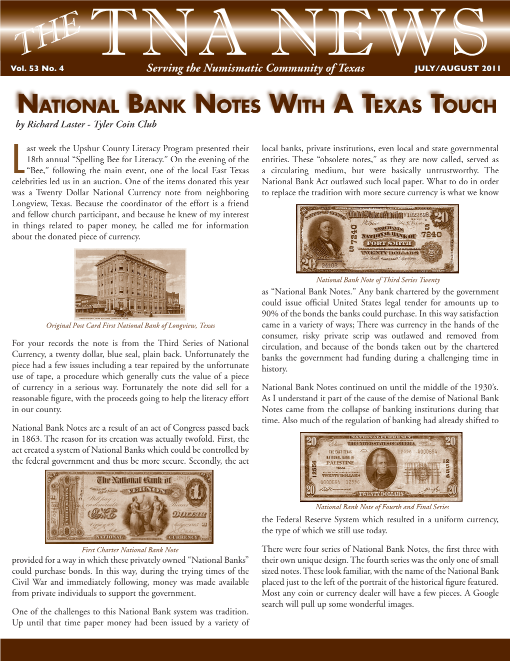 National Bank Notes with a Texas Touch by Richard Laster - Tyler Coin Club