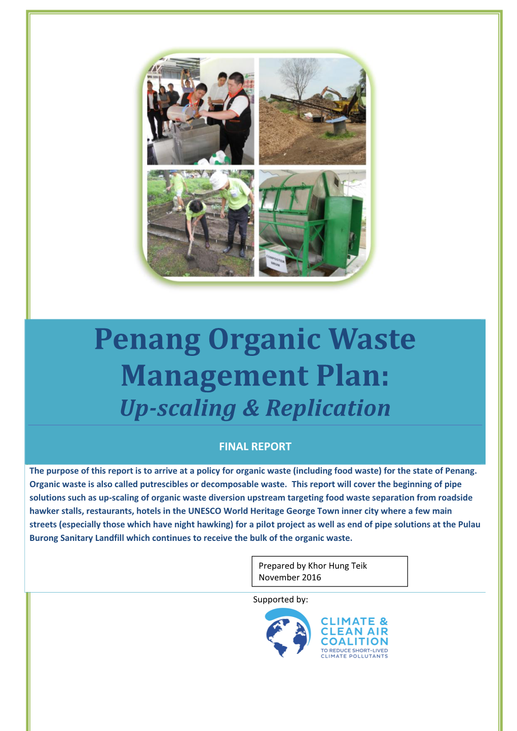 Penang Organic Waste Management Plan: Up-Scaling & Replication
