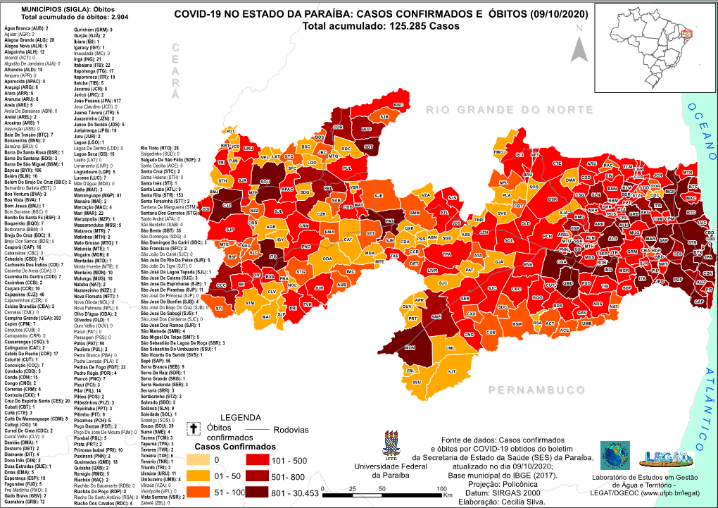 Casos Confirmados E Óbitos Por COVID-19 No Estado Da Paraíba