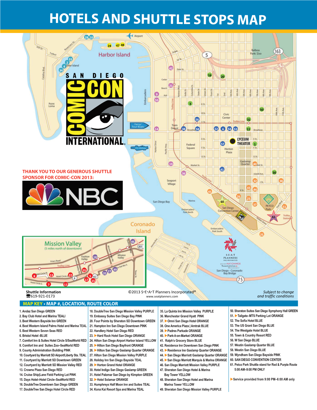 Hotels and Shuttle Stops Map