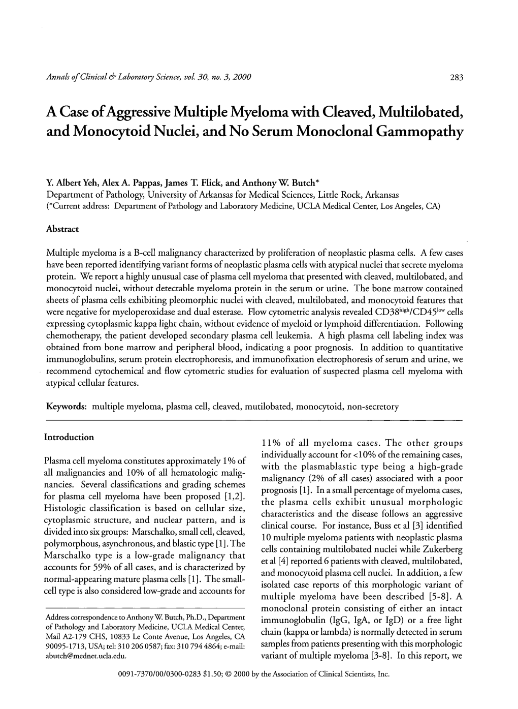 A Case of Aggressive Multiple Myeloma with Cleaved, Multilobated, and Monocytoid Nuclei, and No Serum Monoclonal Gammopathy