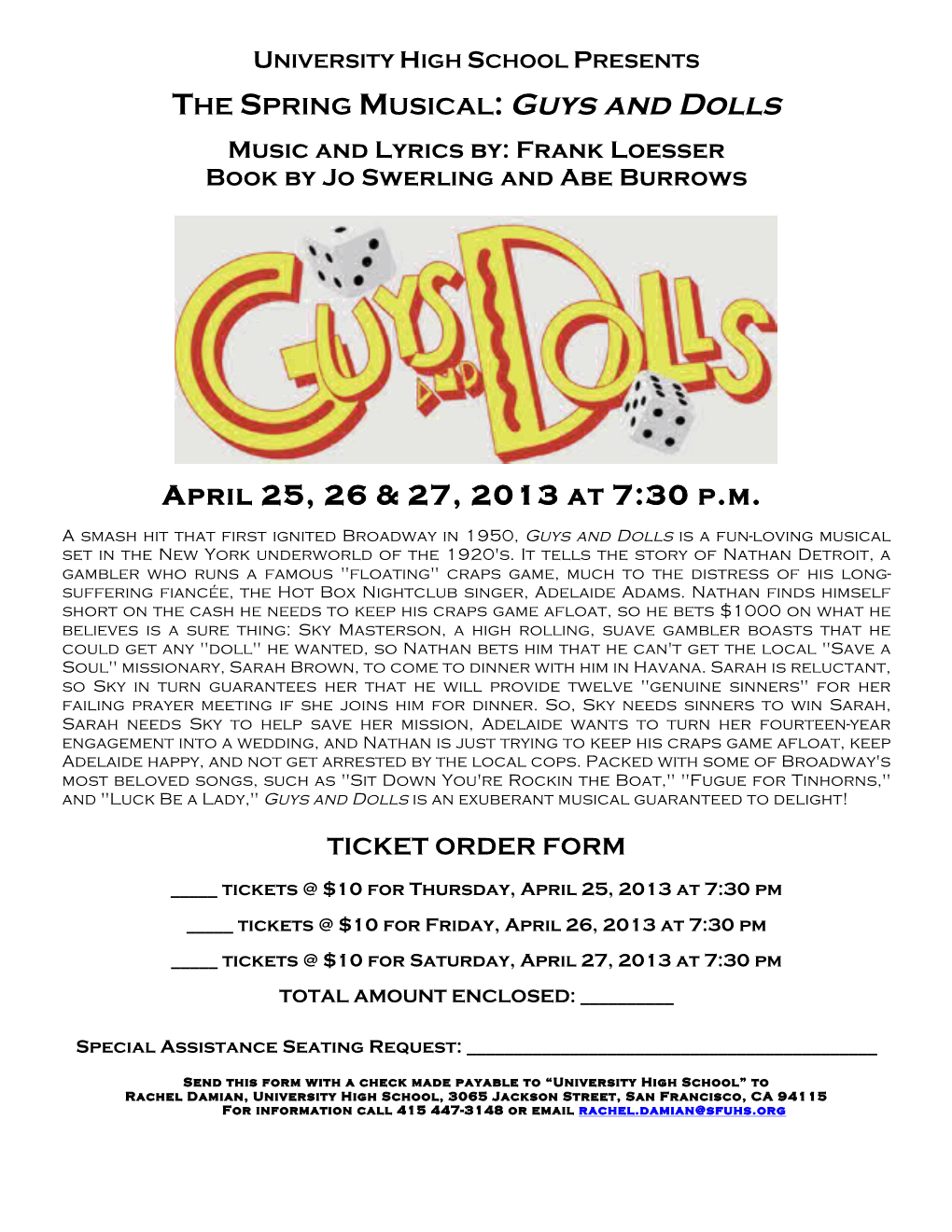 THE SPRING MUSICAL: Guys and Dolls