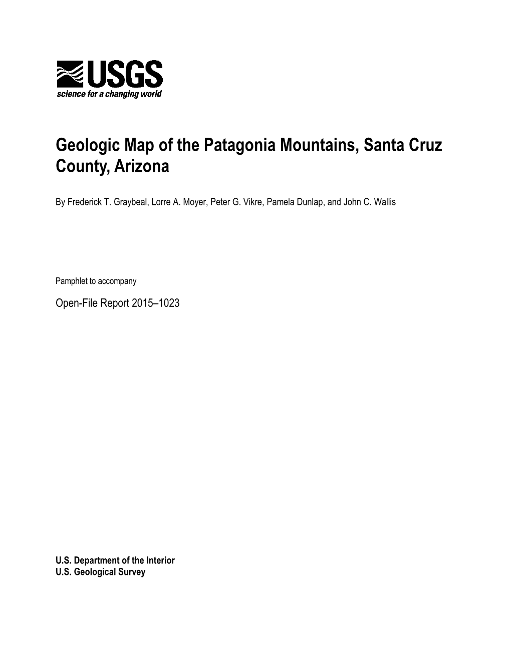 Geologic Map of the Patagonia Mountains, Santa Cruz County, Arizona