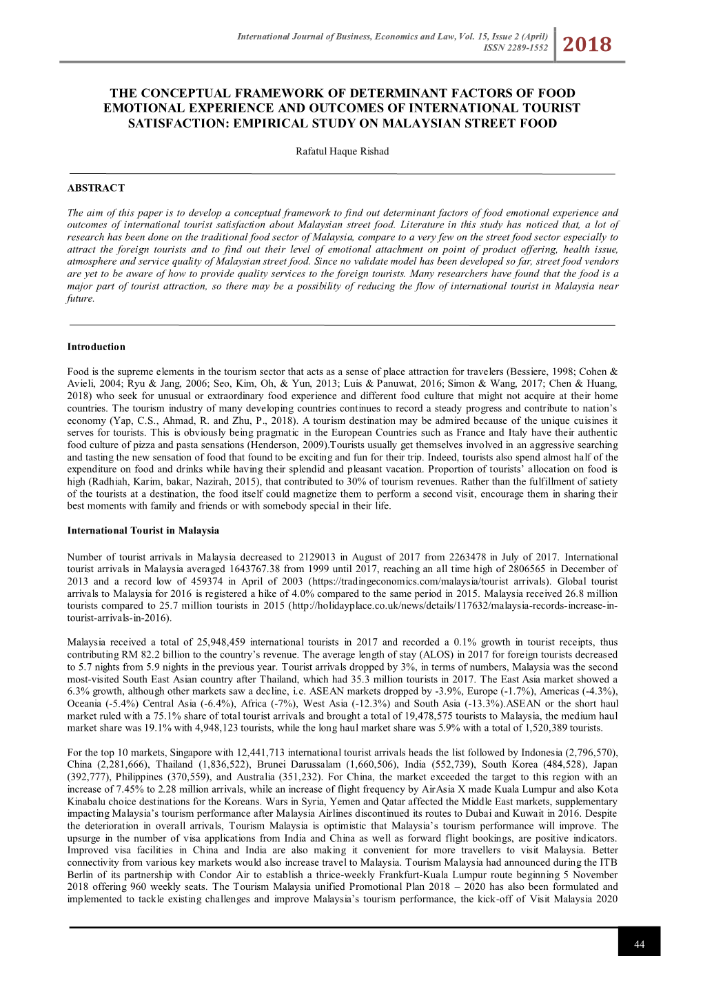 The Conceptual Framework of Determinant Factors of Food